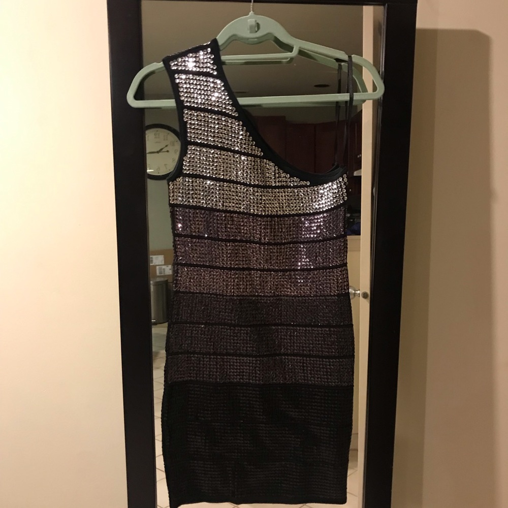 NYE!!!  LBD One Shoulder Sequin Bandage Dress